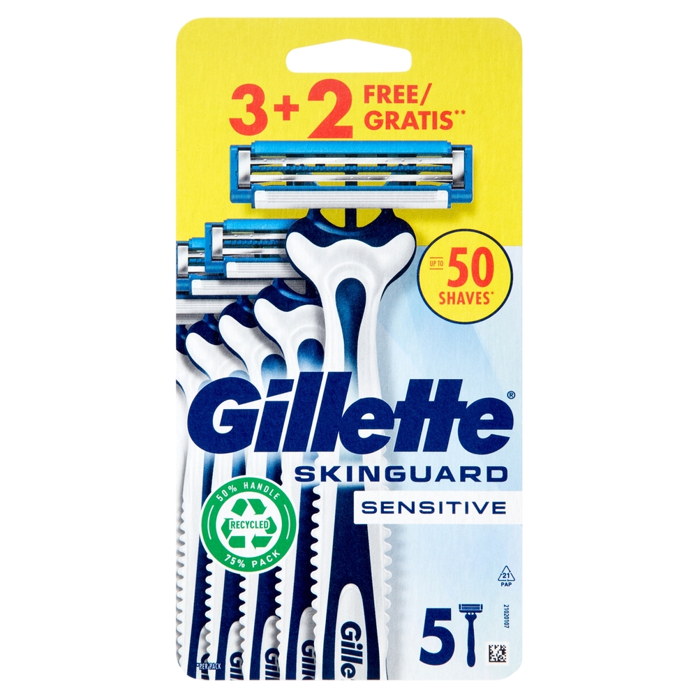 Gillette Rasoio da Uomo Usa e Getta SkinGuard Sensitive 3 rasoi + 2 Gratis = 5 Rasoi